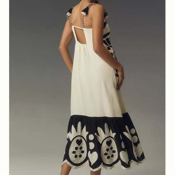 Farm Rio Square Neck Linen Patchwork Maxidress - Picture 4 of 8